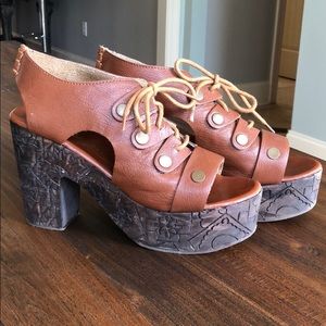 Distressed Wood Free People Heels